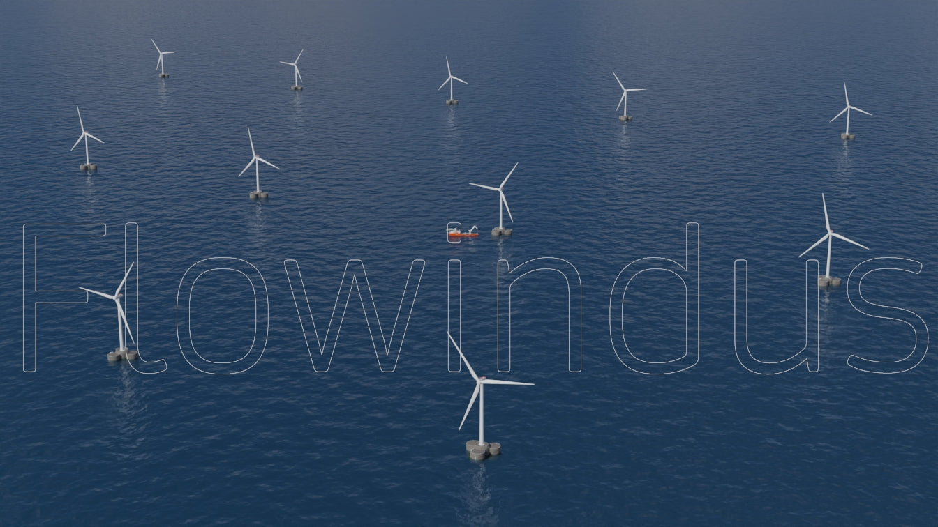 3D Rendering Offshore Windfarm Aerial view - 4K Quality