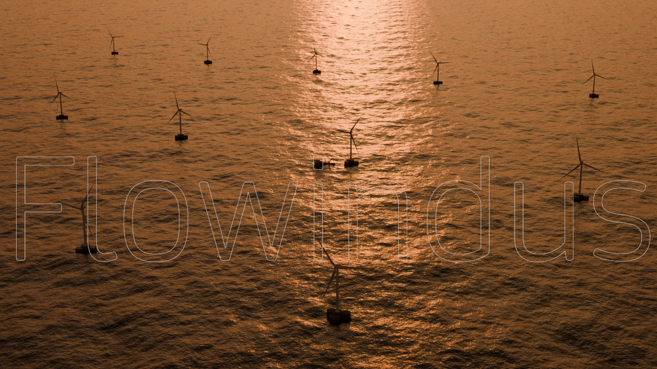 3D Rendering Offshore Windfarm Aerial view - 4K Quality