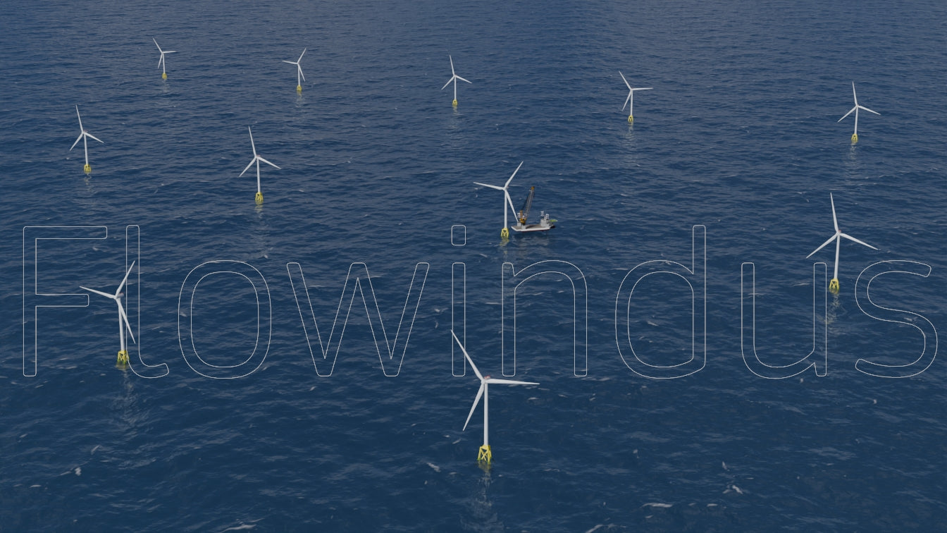 3D Rendering Offshore Windfarm Aerial view - 4K Quality