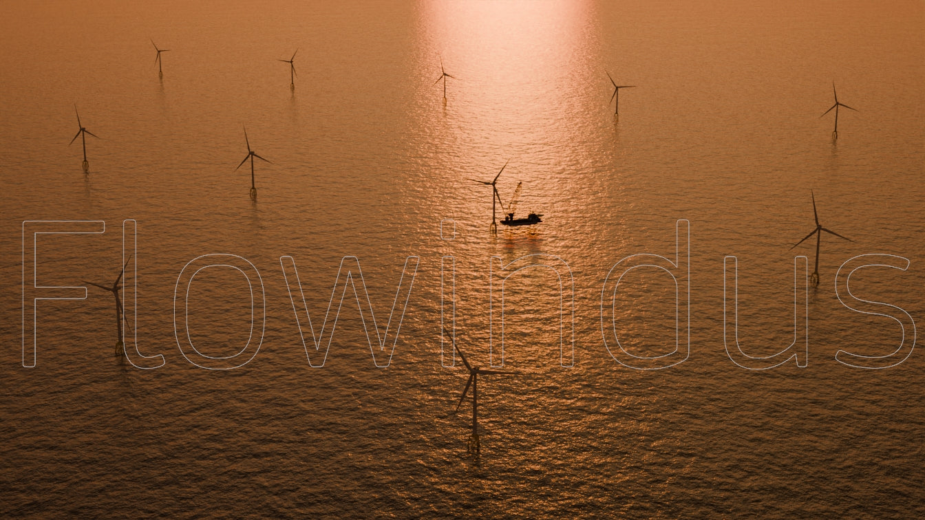 3D Rendering Offshore Windfarm Aerial view - 4K Quality