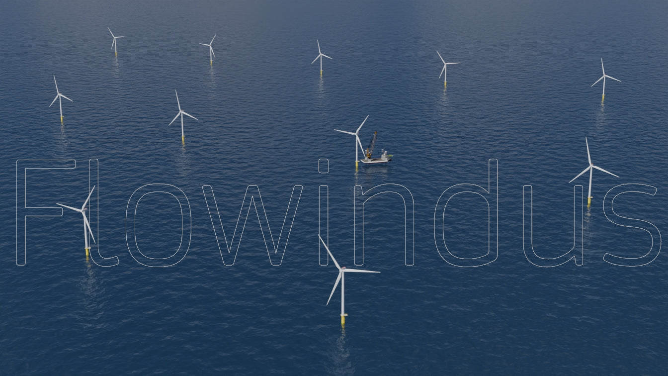 3D Rendering Offshore Windfarm Aerial view - 4K Quality