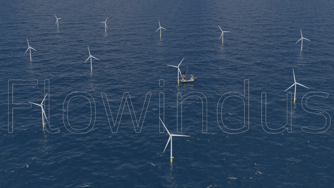3D Rendering Offshore Windfarm Aerial view - 4K Quality