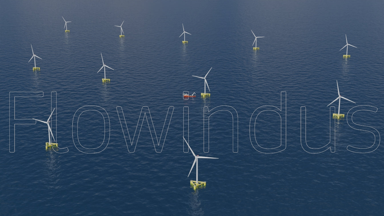 3D Rendering Offshore Windfarm Aerial view - 4K Quality