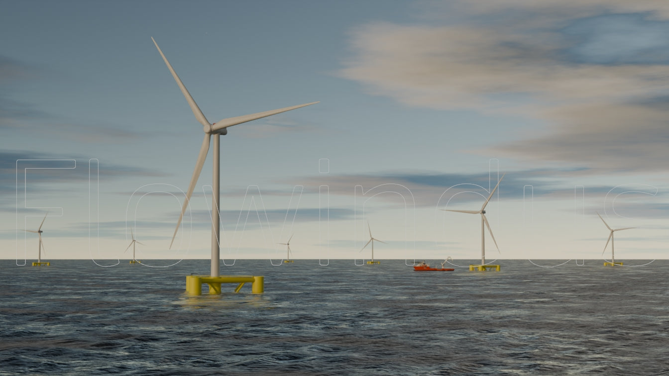 3D Rendering Offshore Windfarm with Horizon - 4K Quality