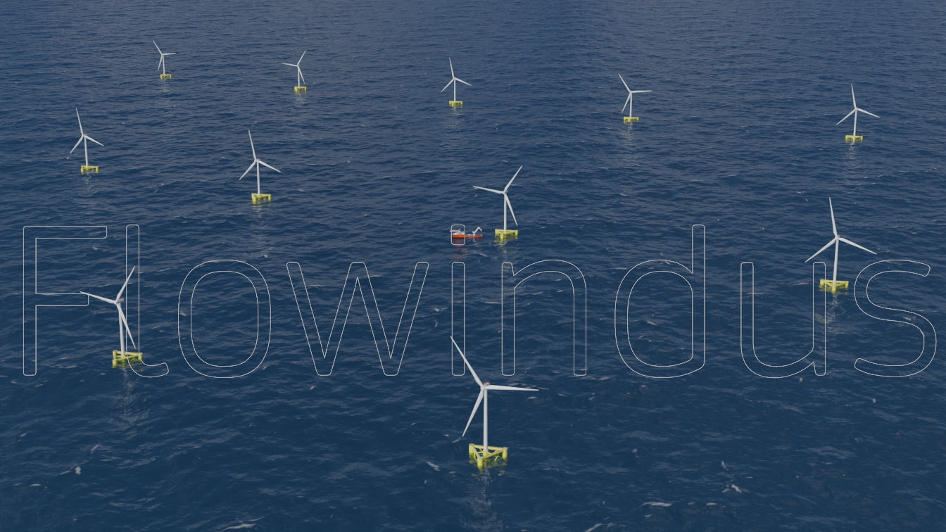 3D Rendering Offshore Windfarm Aerial view - 4K Quality