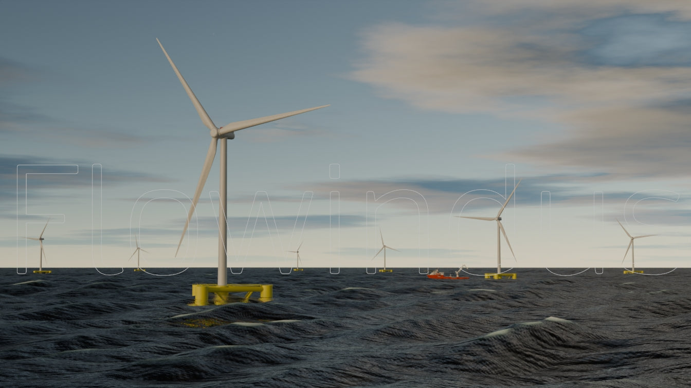 3D Rendering Offshore Windfarm with Horizon - 4K Quality