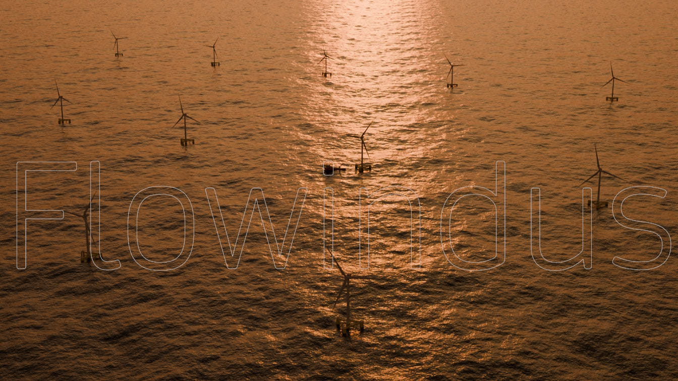 3D Rendering Offshore Windfarm Aerial view - 4K Quality