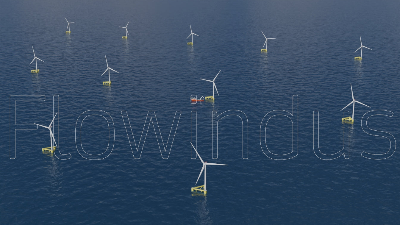 3D Rendering Offshore Windfarm Aerial view - 4K Quality