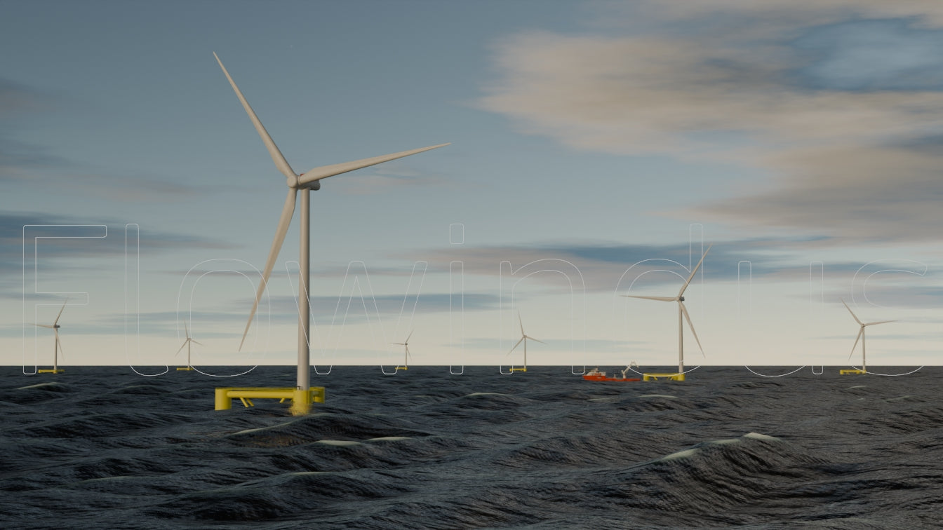 3D Rendering Offshore Windfarm with Horizon - 4K Quality