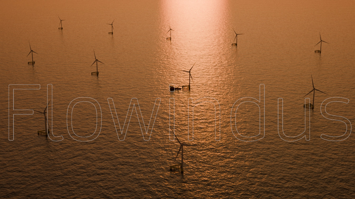 3D Rendering Offshore Windfarm Aerial view - 4K Quality