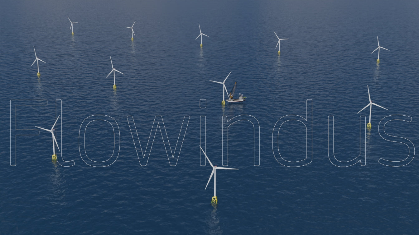 3D Rendering Offshore Windfarm Aerial view - 4K Quality