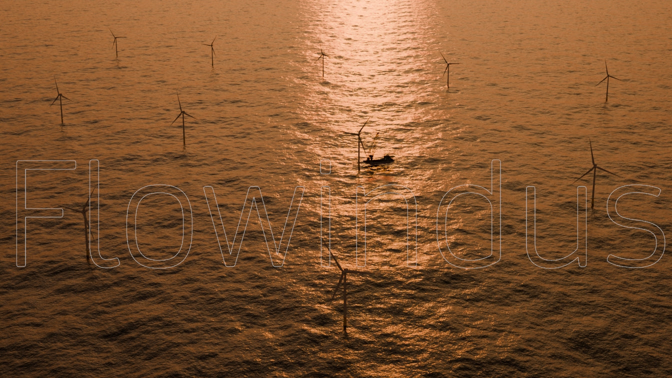 3D Rendering Offshore Windfarm Aerial view - 4K Quality